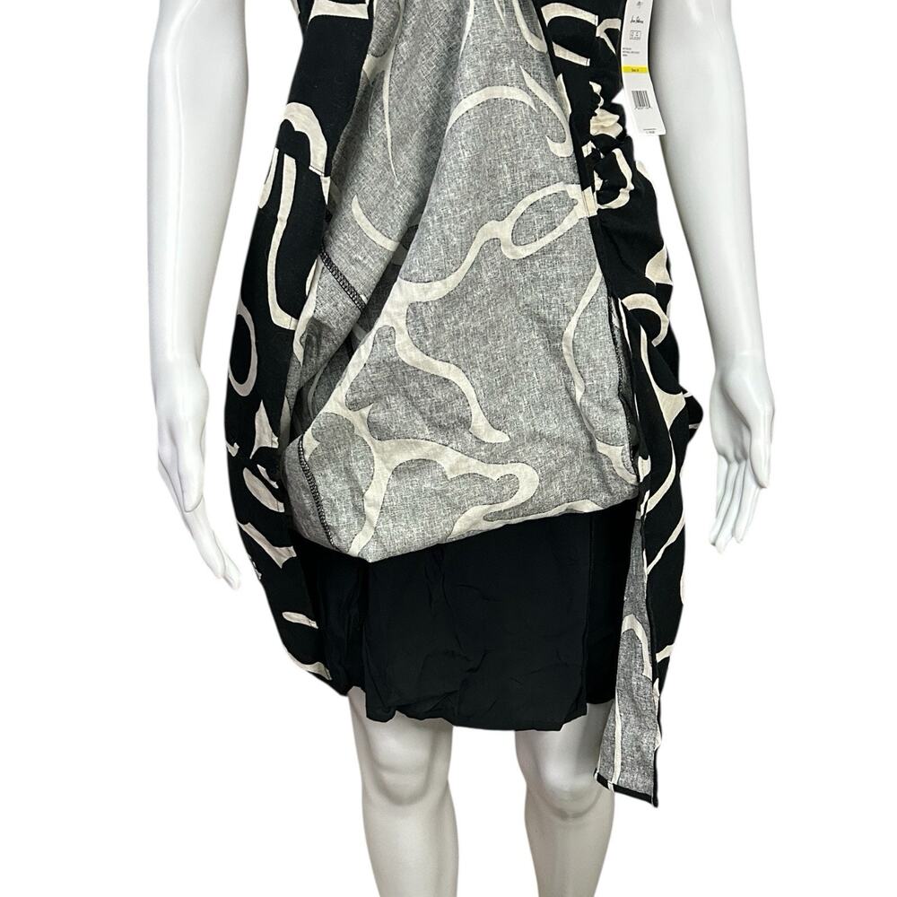 NEW Sam Edelman Merisa Linen-Blend Cutout Midi Sundress Black White M - Picture 8 of 16